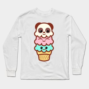 Icecream ice cream cone women shirt kawaii cute panda bear art party anime Long Sleeve T-Shirt